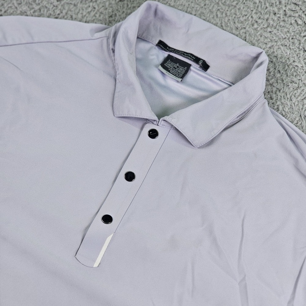 Nike Tiger Woods Platinum Golf Polo Shirt Mens Large Snap Front Swoosh Golf Shir
